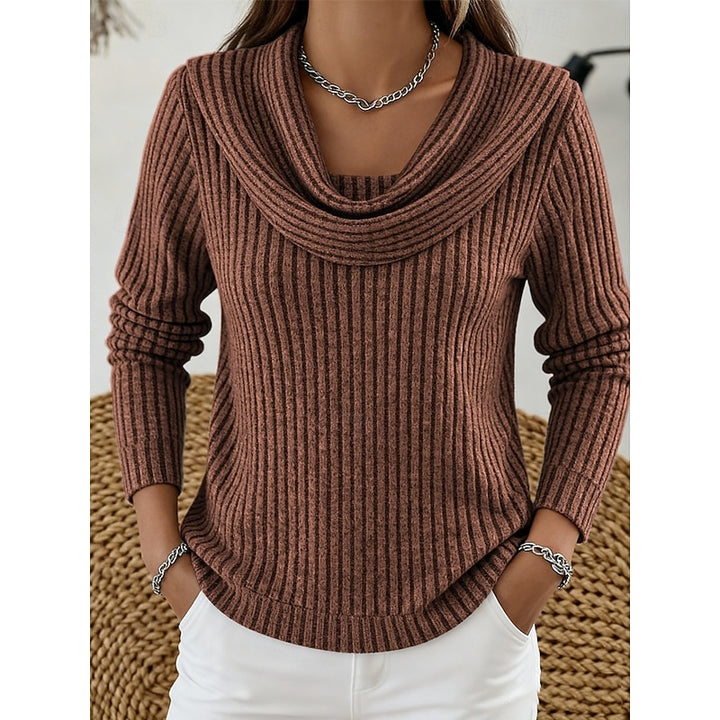 Sabine | Draped Cowl-Neck Ribbed Top