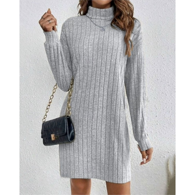Willow | Soft Ribbed High-Neck Jumper Dress