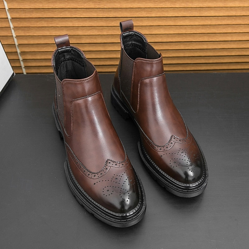 Laurence | Refined Brogue Chelsea Boots