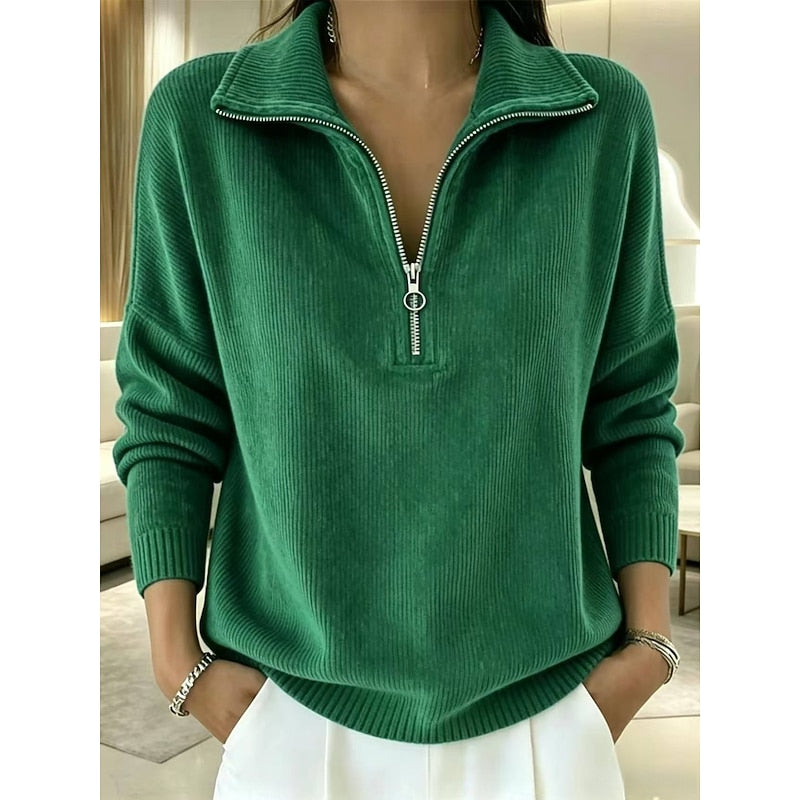 Elsie | Zip-Neck Stand Collar Pullover