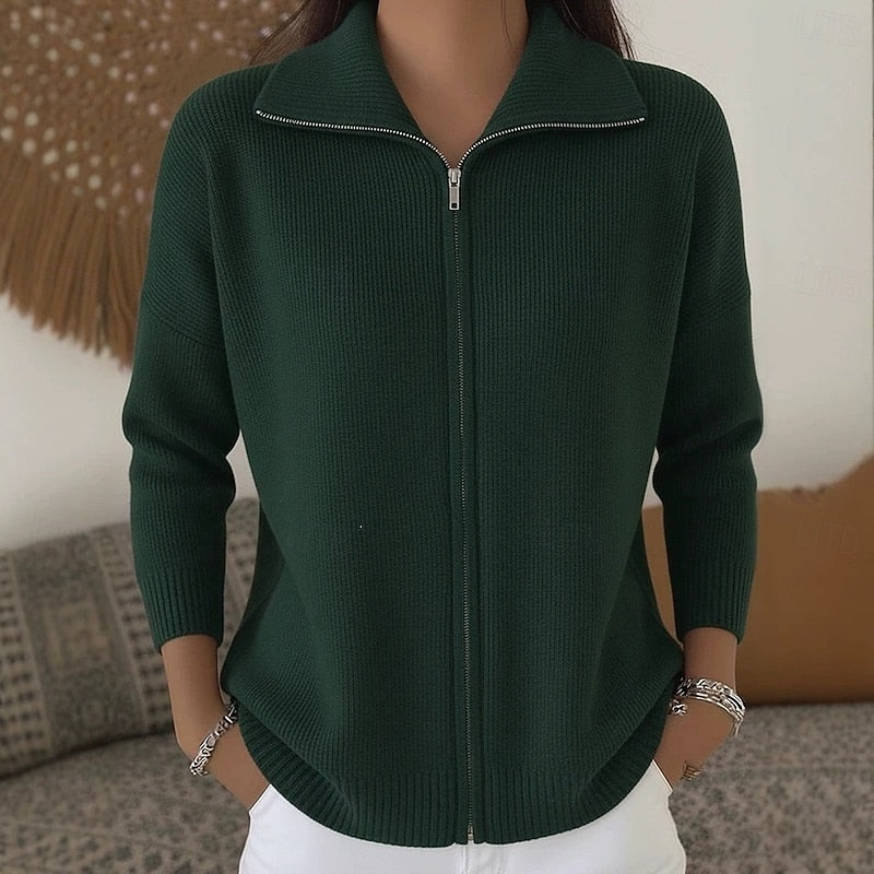 Joanna | Zip-Front Collared Cardigan