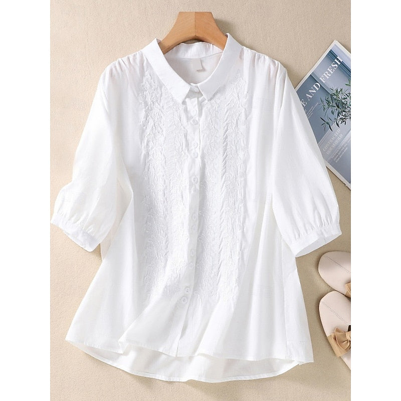 Cassandra | Embroidered Peter Pan Collar Blouse