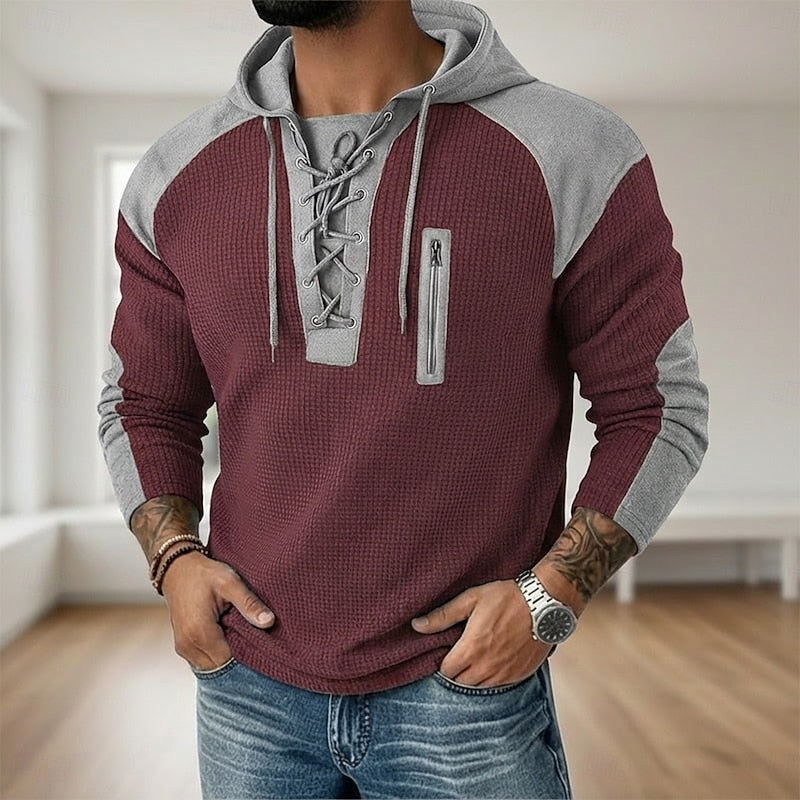 Grayson | Lace-Up Textured Hoodie