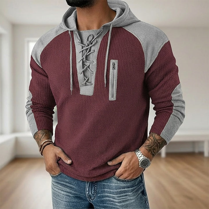 Grayson | Lace-Up Textured Hoodie