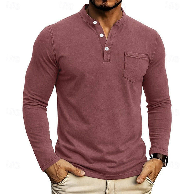Elliot | Garment-Dyed Long Sleeve Henley Shirt