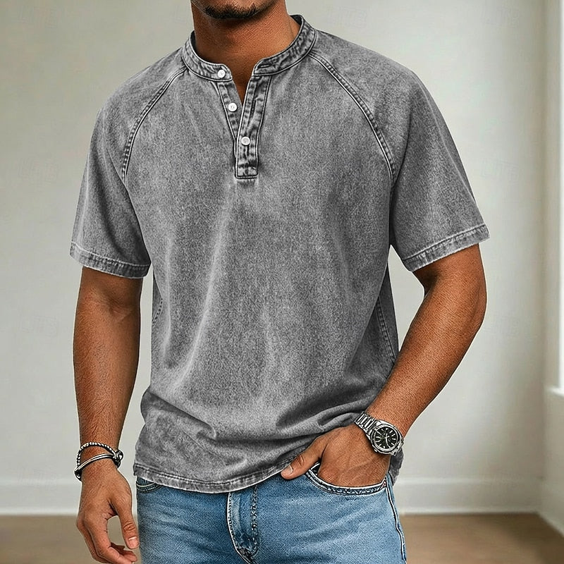 Owen | Washed Henley Shirt