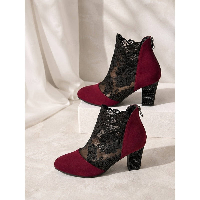 Ophelia | Floral Lace Ankle Boots