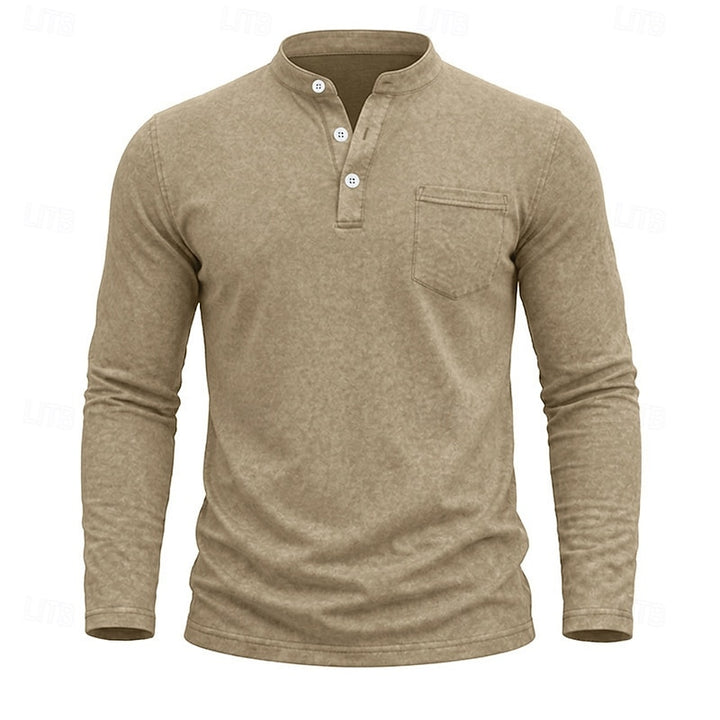 Elliot | Garment-Dyed Long Sleeve Henley Shirt