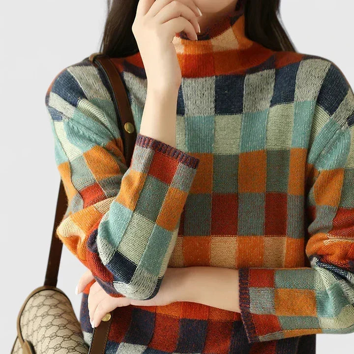 Heather | Cosy Checkered Jumper