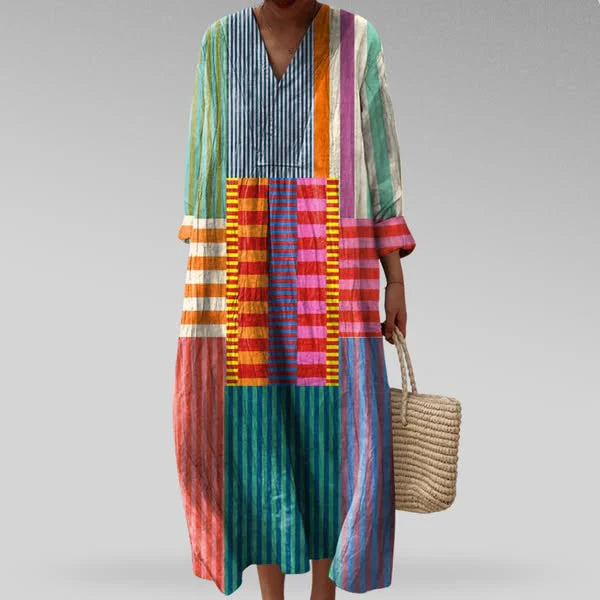 Beatrice | Chic Geometric V-Neck Maxi Dress
