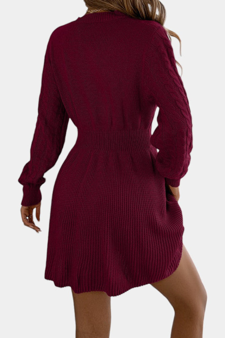 Fenella | Cable-Knit Fit-and-Flare Sweater Dress