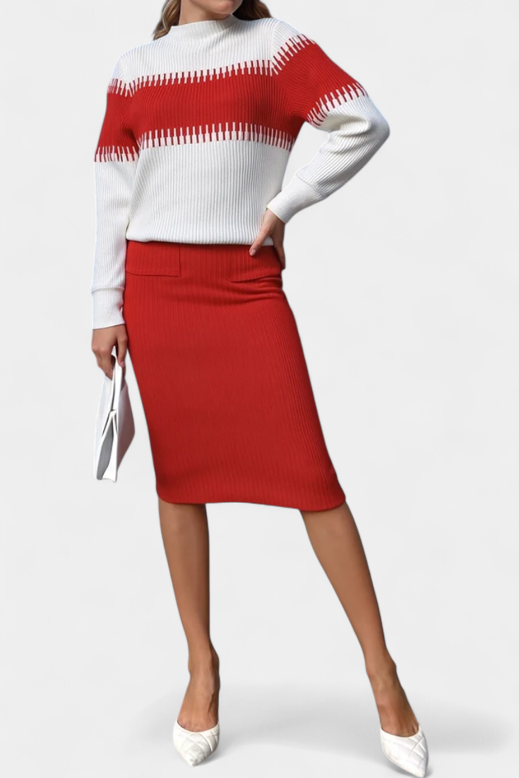 Dominique | Refined Contrast-Knit Two-Piece Set