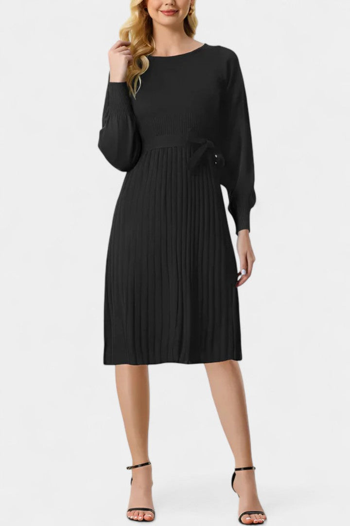Marlow Bay | Belted Pleated Midi Dress