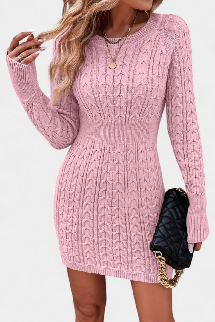 Lisette | Twisted Cable-Knit Fitted Dress