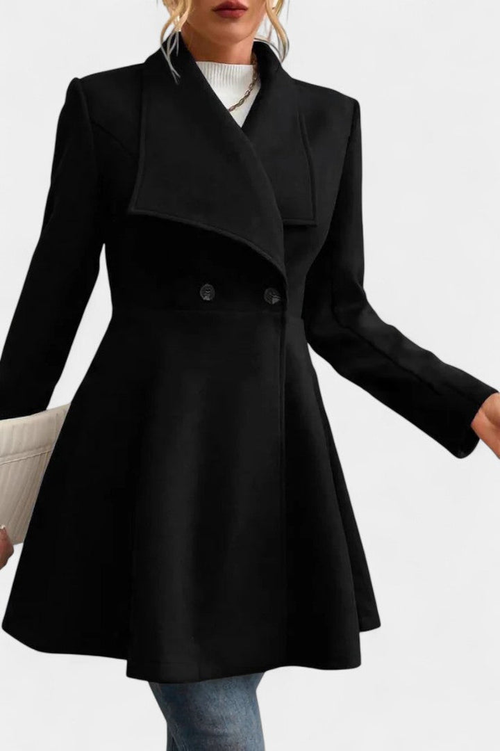 Rosetta | Double-Breasted Peplum Coat with Lapel
