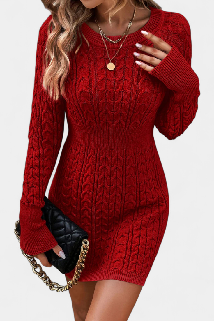 Giselle | Twisted Cable-Knit Fitted Dress