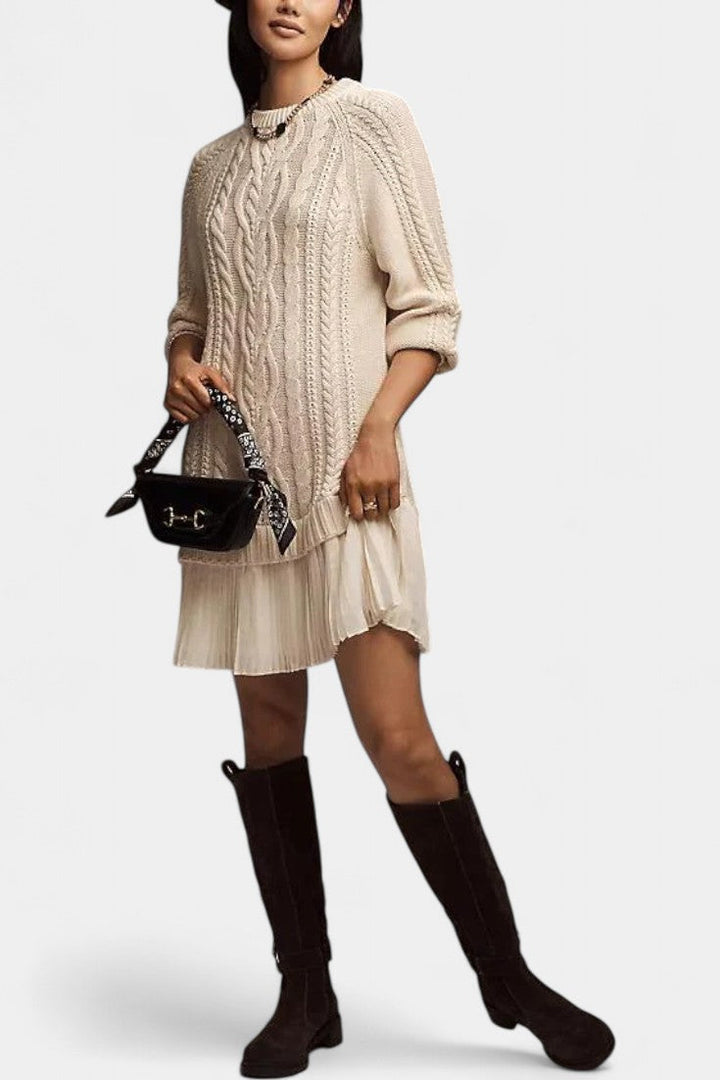 Amabel | Layered Cable-Knit Sweater Dress