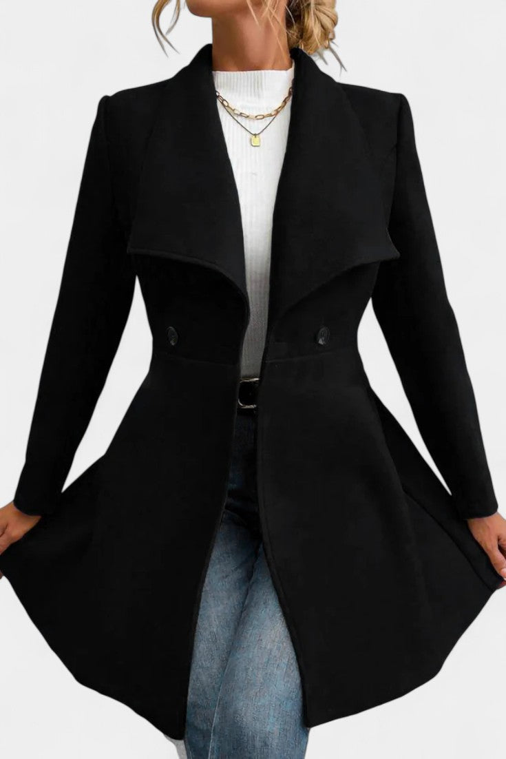 Rosetta | Double-Breasted Peplum Coat with Lapel
