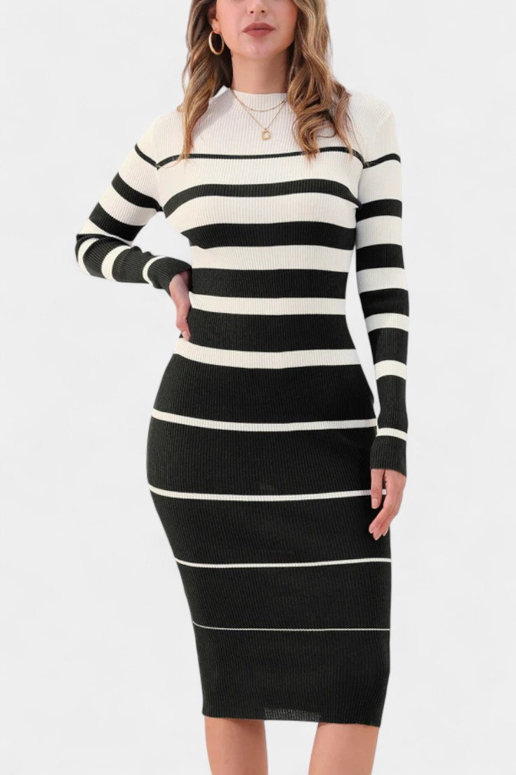 Everly | Striped Bodycon Midi Dress