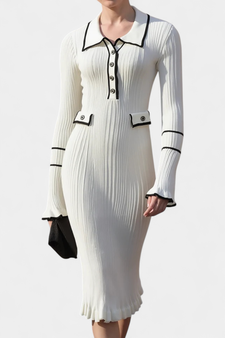 Eleanor | Elegant Ribbed Midi Dress