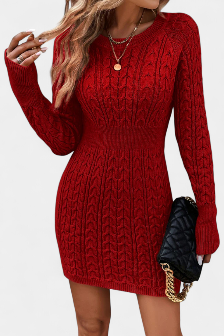 Lisette | Twisted Cable-Knit Fitted Dress