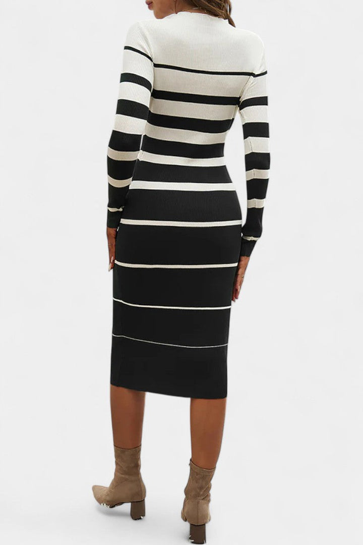 Everly | Striped Bodycon Midi Dress