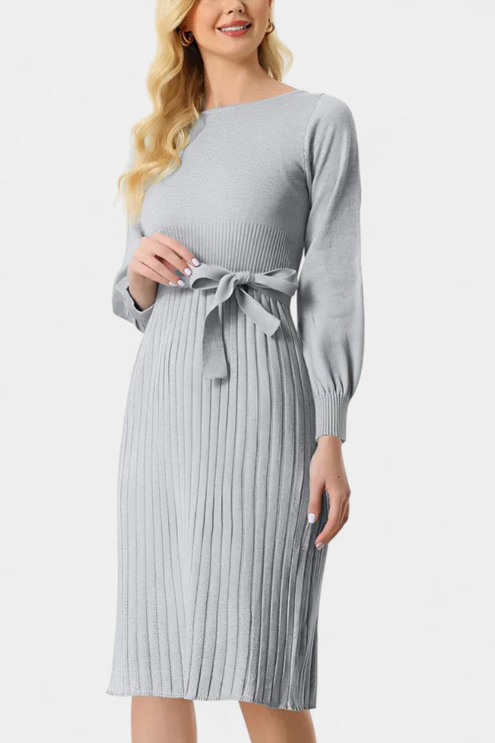 Fleur | Belted Pleated Midi Dress