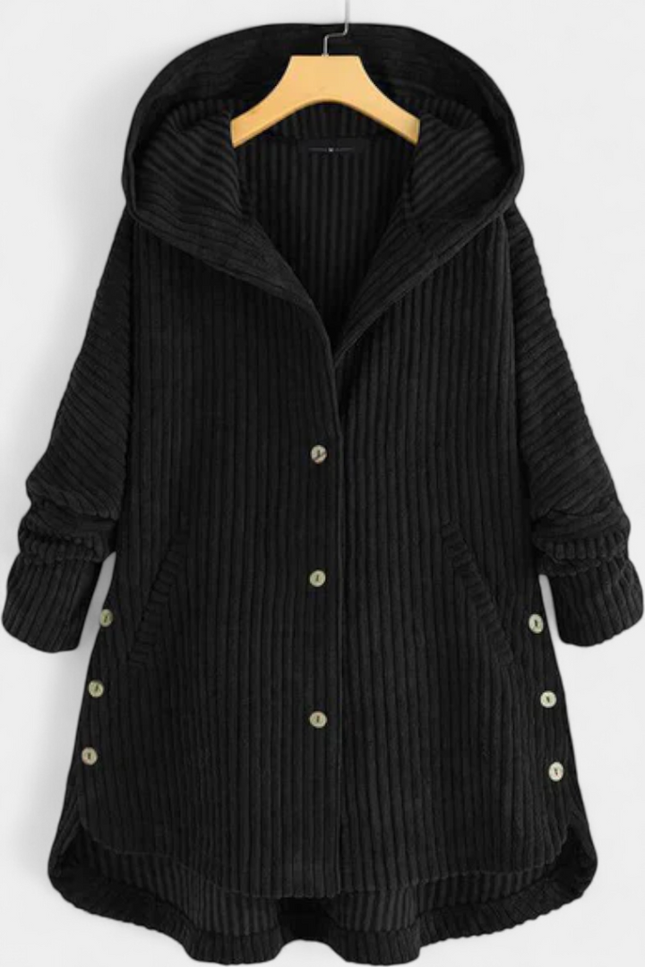 Wren | Hooded Ribbed Longline Coat