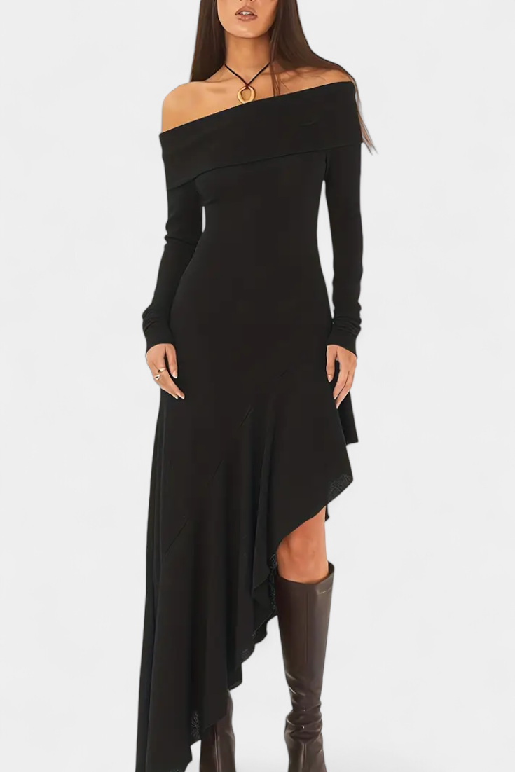 Elspeth | Off-Shoulder Asymmetrical Maxi Dress