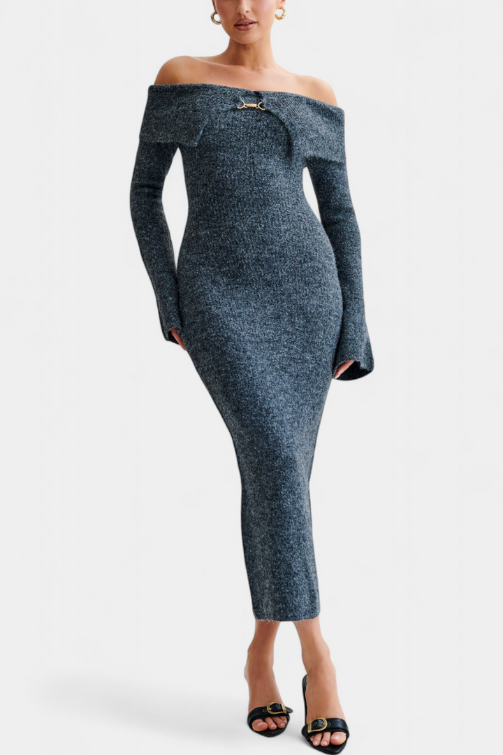 Elsie | Off-Shoulder Long Sleeve Midi Dress