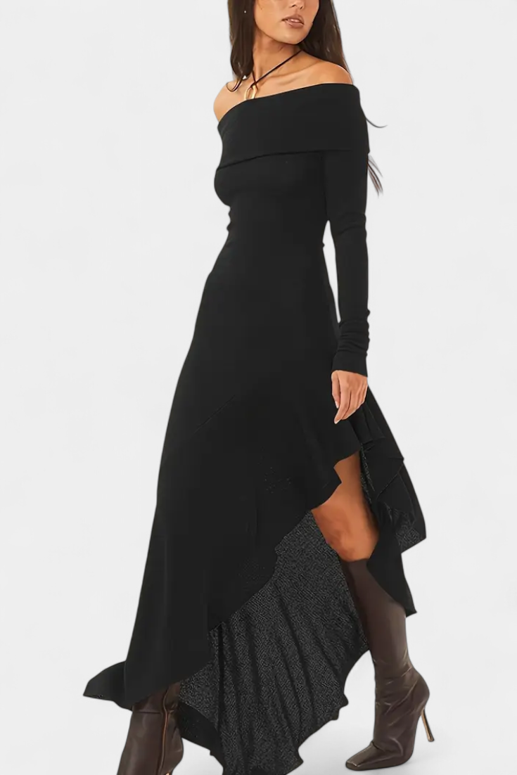 Elspeth | Off-Shoulder Asymmetrical Maxi Dress