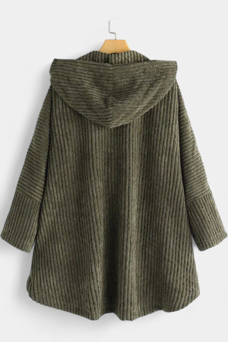 Wren | Hooded Ribbed Longline Coat