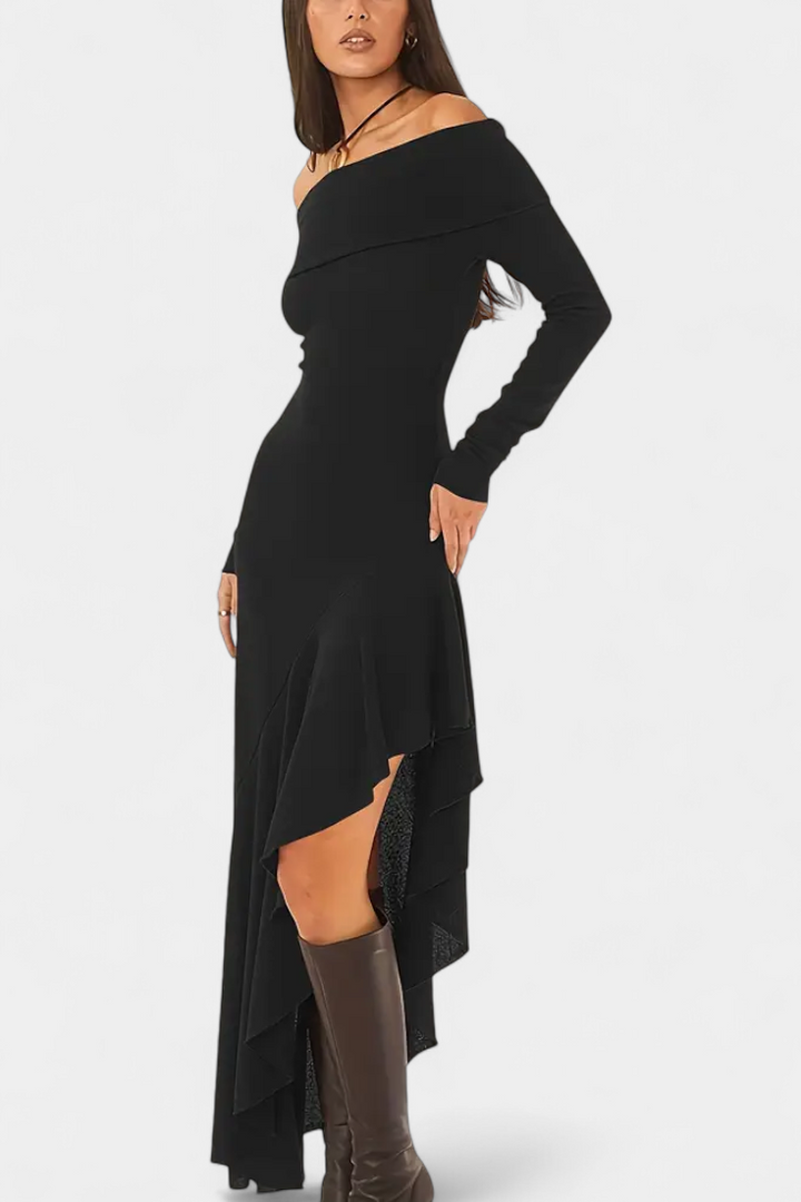 Elspeth | Off-Shoulder Asymmetrical Maxi Dress