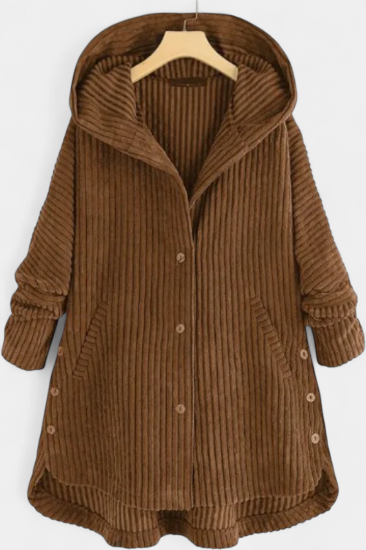 Wren | Hooded Ribbed Longline Coat