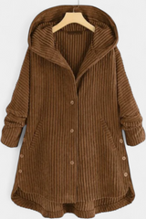 Wren | Hooded Ribbed Longline Coat