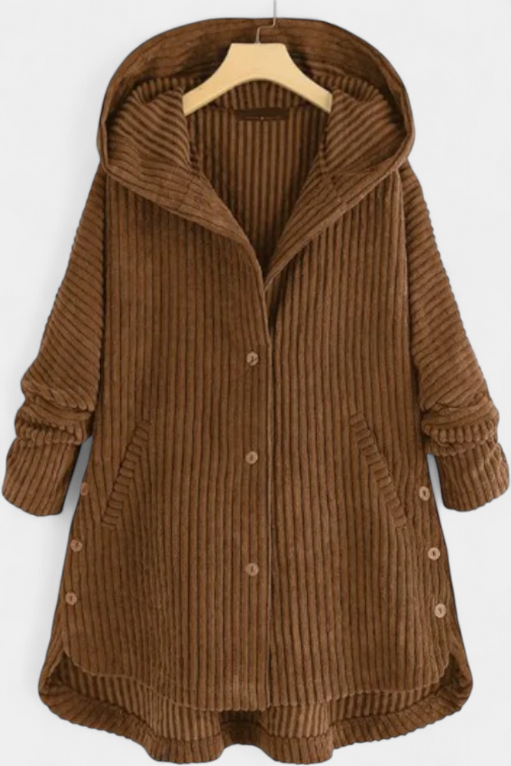 Wren | Hooded Ribbed Longline Coat