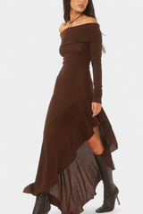 Fiona | Off-Shoulder Asymmetrical Maxi Dress