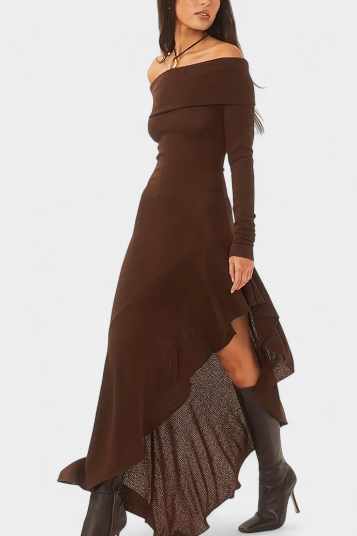 Fiona | Off-Shoulder Asymmetrical Maxi Dress