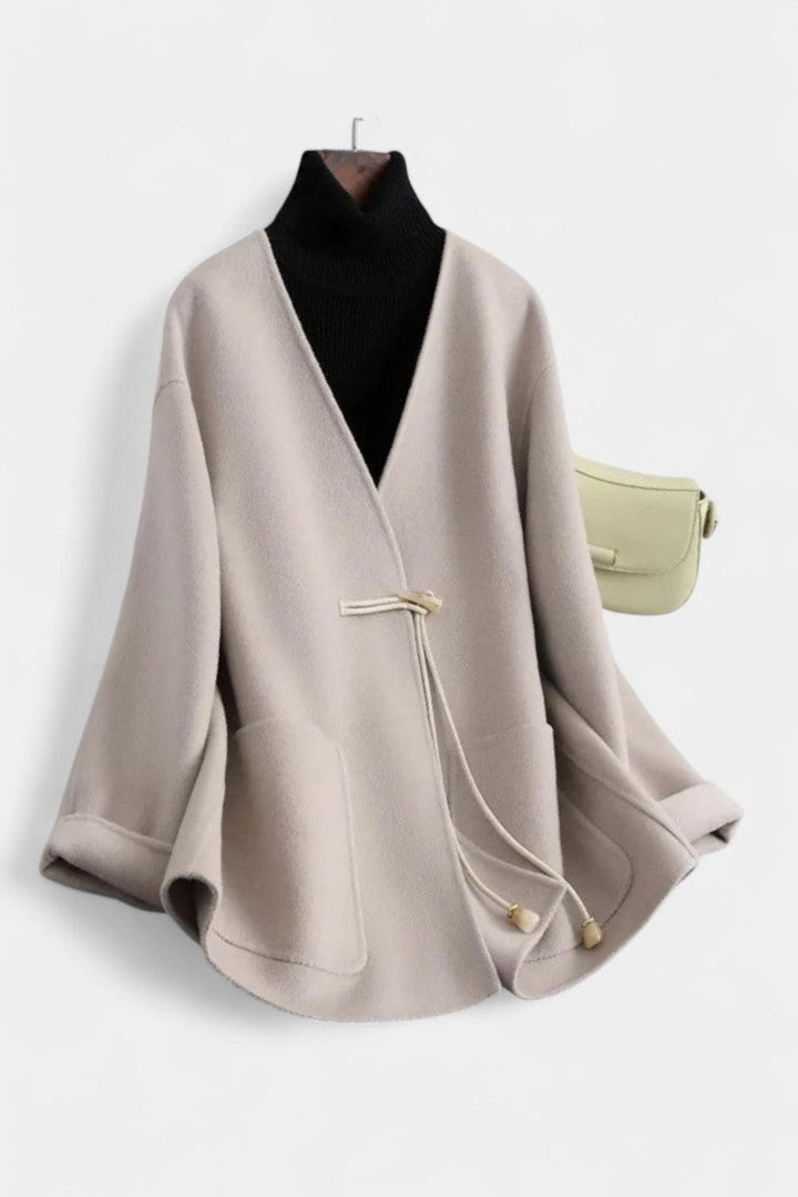 Rosanna | Relaxed Ribbed-Collar Cape Coat