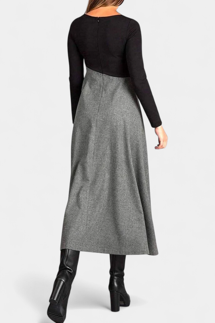 Diane | Two-Tone Pleated Maxi Dress