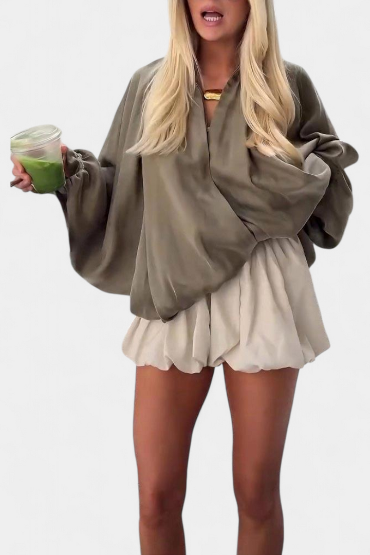 Adele | Draped Puff-Sleeve Blouse