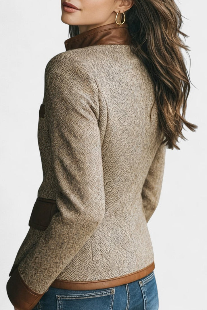 Elisabeth | Tailored Chevron Blazer with Piped Trim