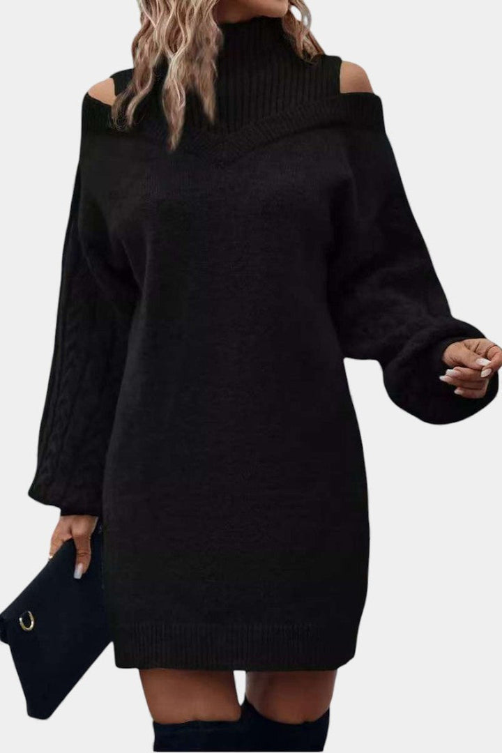 Elise | Cold-Shoulder High-Neck Jumper Dress