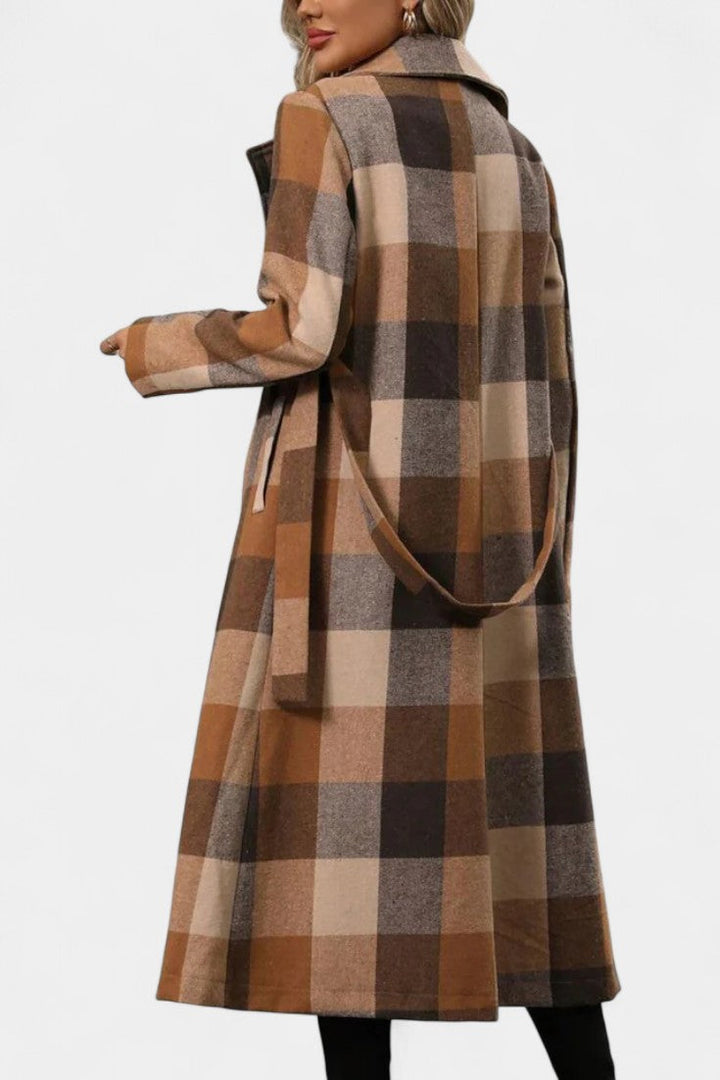 Fabienne | Belted Checked Longline Coat
