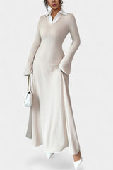 Lisette | Ribbed Collared Maxi Dress