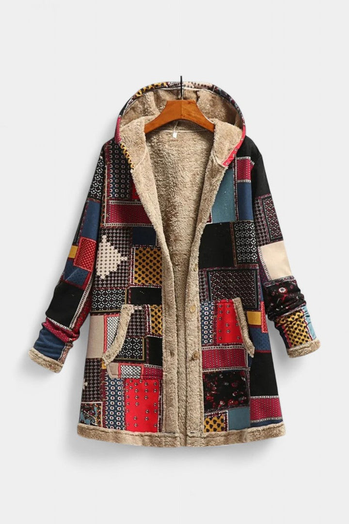 Prudence | Cosy Hooded Patchwork Coat
