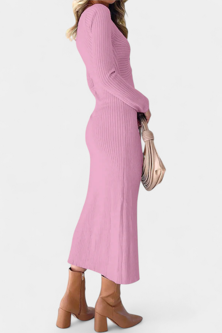 Aurelie | Ruched V-Neck Fitted Maxi Dress