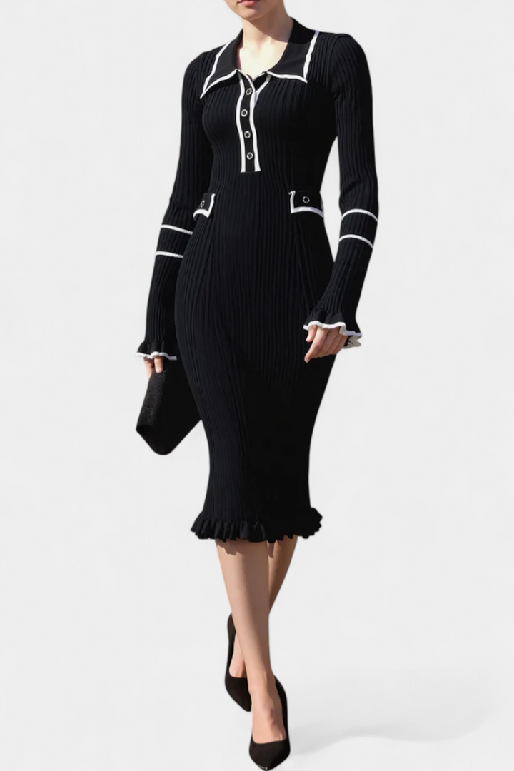 Eleanor | Elegant Ribbed Midi Dress