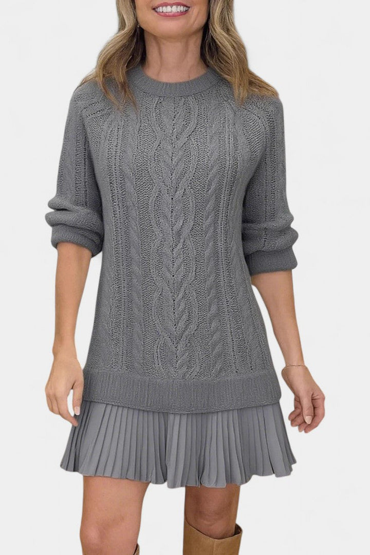 Amabel | Layered Cable-Knit Sweater Dress