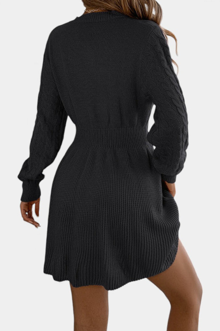 Fenella | Cable-Knit Fit-and-Flare Sweater Dress